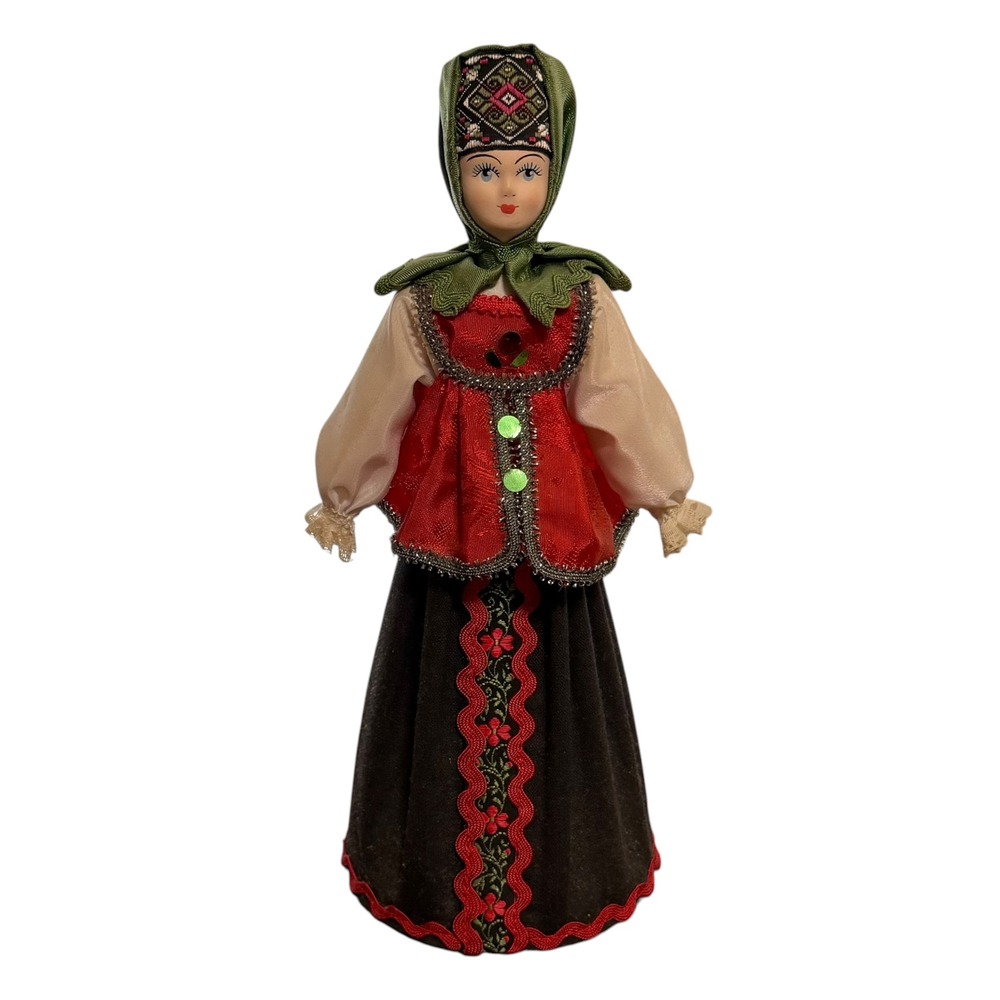 Vintage Russian Folk Art Doll Poteshny Promysel St Petersburg Hand Painted 10"